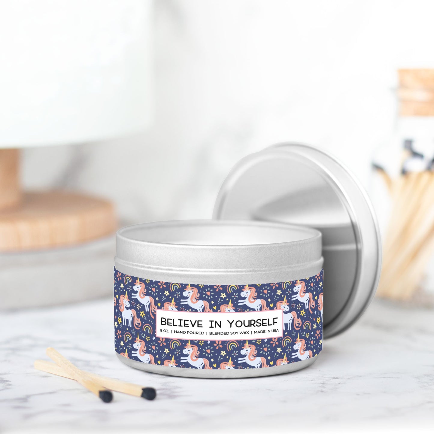 Unicorn Candle Tin 8oz