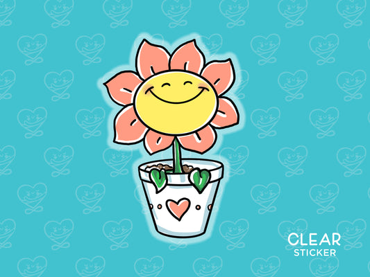 Happy Flower Clear Vinyl Sticker