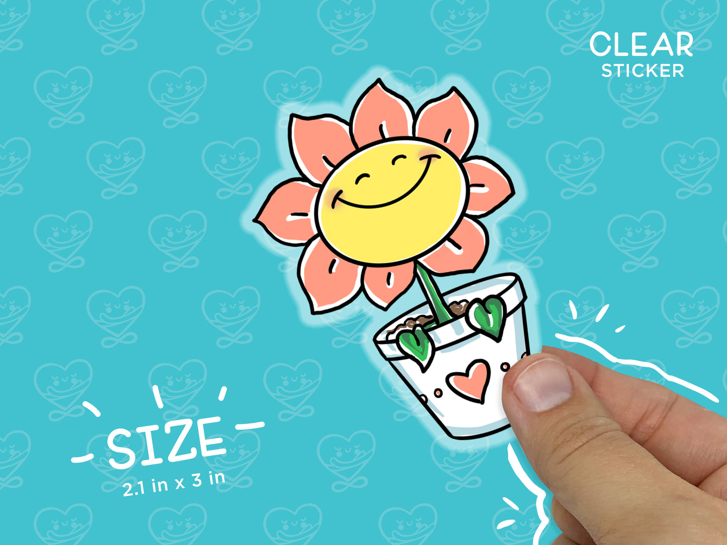 Happy Flower Clear Vinyl Sticker