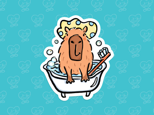 Capybara in a Tub Vinyl Sticker