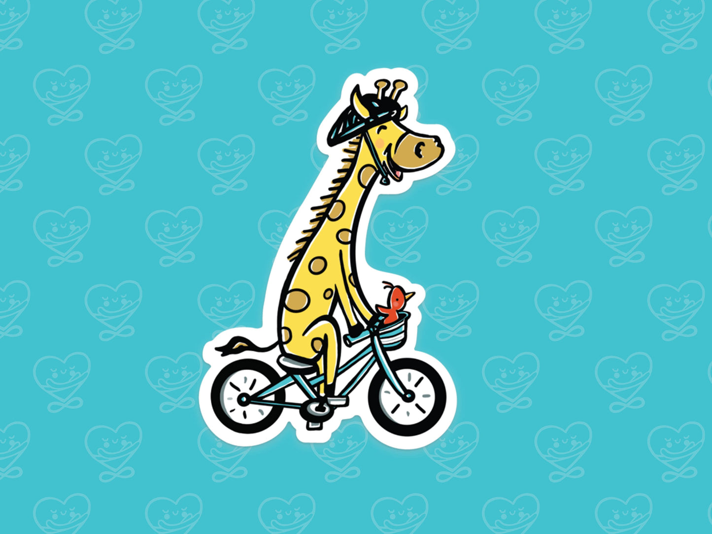 Giraffe Riding a Bike Vinyl Sticker