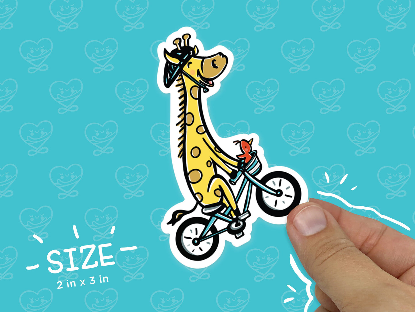 Giraffe Riding a Bike Vinyl Sticker