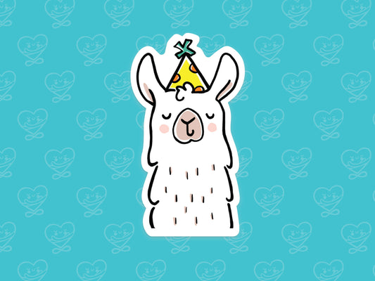 Llama with a Party Hat Vinyl Sticker