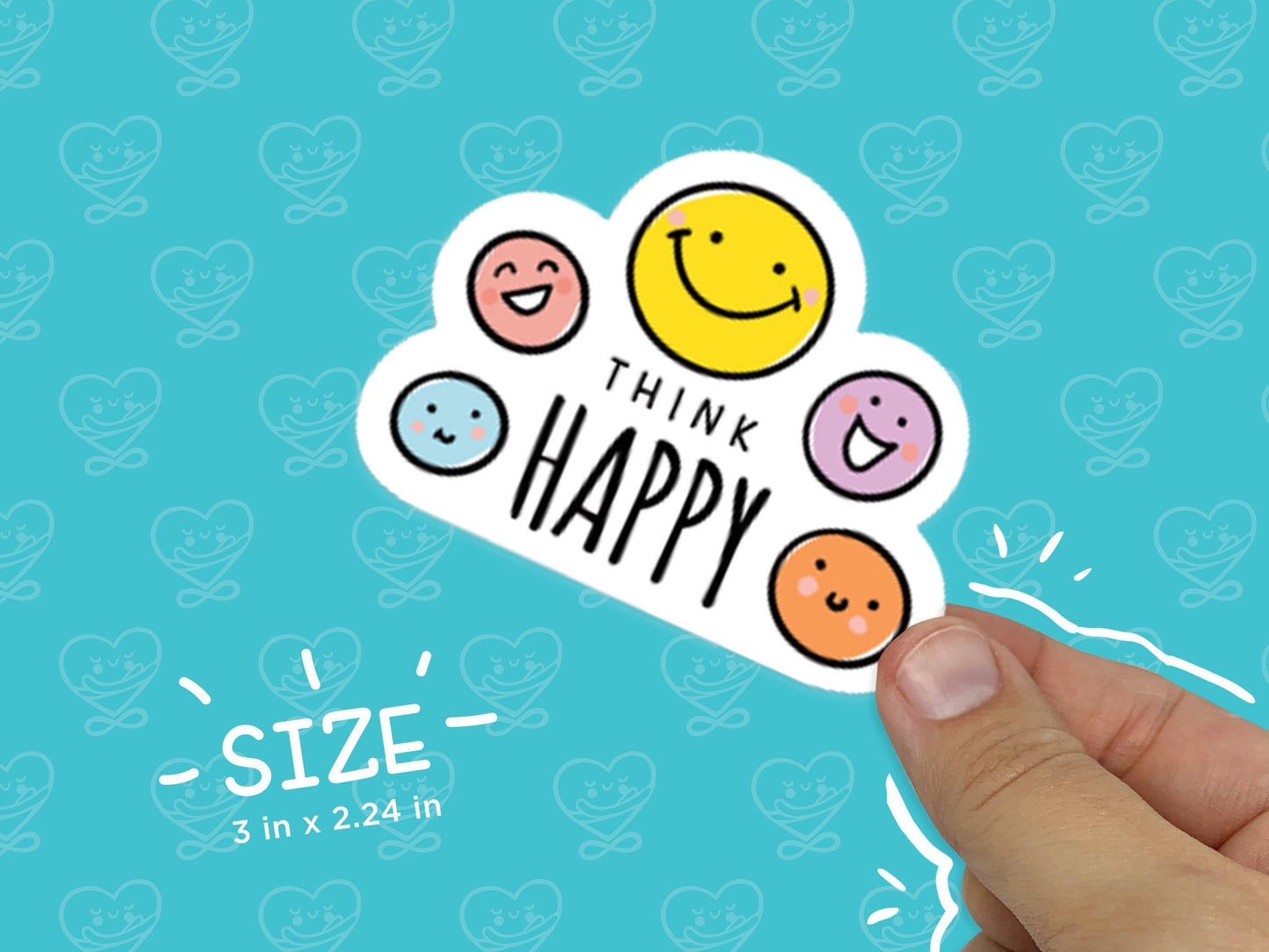 Think Happy Vinyl Sticker