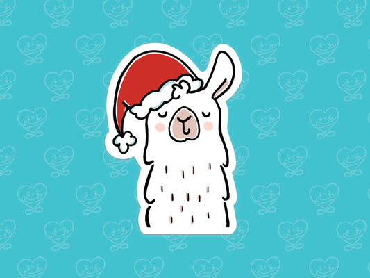 Santa Llama Vinyl Sticker